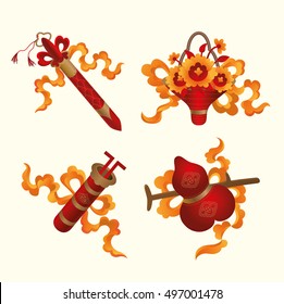 Power tools (as signs of propitious and longevity) of Eight Immortals in Chinese mythology: sword, flower basket, fish drum, gourd. They are common symbols representing longevity and luckiness.