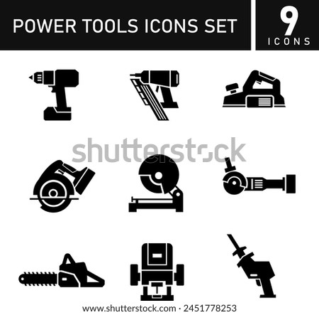 Power Tools Icon Set. power tools for building and construction work vector icon.