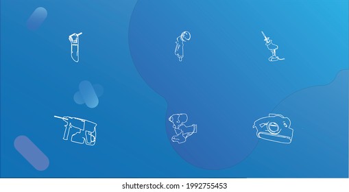 Iconos de herramientas eléctricas con sierras y pulidores de pared