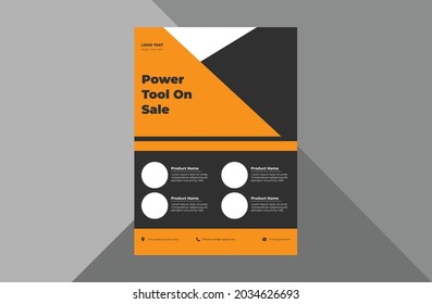 power tools product flyer design. power tools product catalog poster leaflet design template. a4 template, brochure design, cover, flyer, poster, print-ready