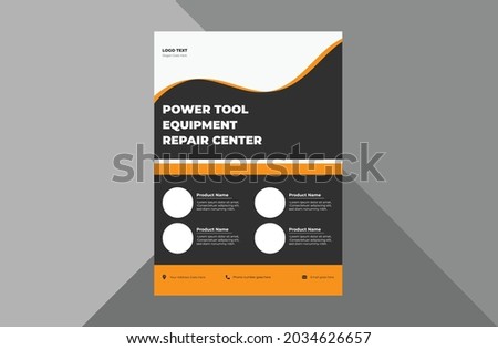 power tools product flyer design. power tools product catalog poster leaflet design template. a4 template, brochure design, cover, flyer, poster, print-ready