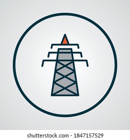 Power tower icon colored line symbol. Premium quality isolated antenna element in trendy style.