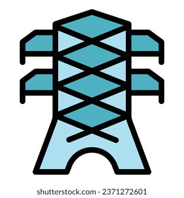 Power tower icon outline vector. Eco nature. Care energy color flat