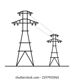 Power tower line art. Two high voltage poles.