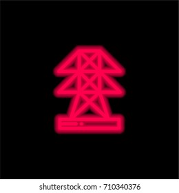 Power tower red glowing neon ui ux icon. Glowing sign logo vector