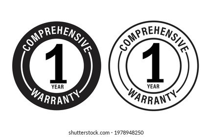 Power train Warranty abstract. 1 year comprehensive warranty  vector icon set color in black