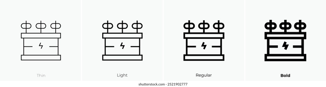 power transformer icon. Thin, Light Regular And Bold style design isolated on white background
