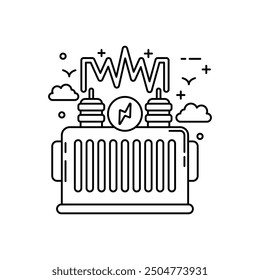 Power Transformer Outline Icon, Vector illustration