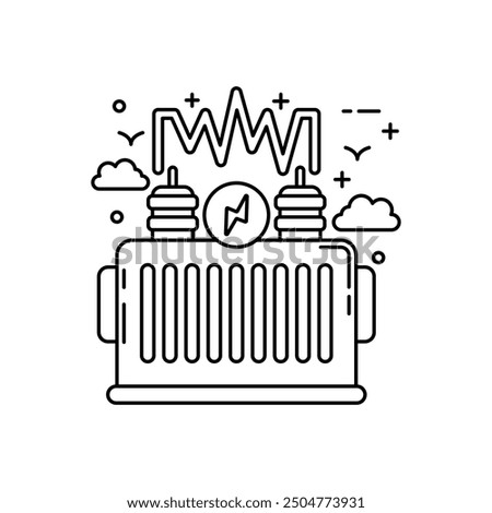 Power Transformer Outline Icon, Vector illustration