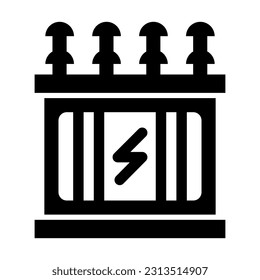 Power Transformer Vector Glyph Icon For Personal And Commercial Use.
