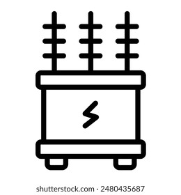 Power Transformer Vector Line Icon Design