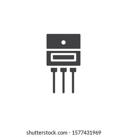 Power transistor microchip vector icon. filled flat sign for mobile concept and web design. Electric transistor chip glyph icon. Symbol, logo illustration. Vector graphics