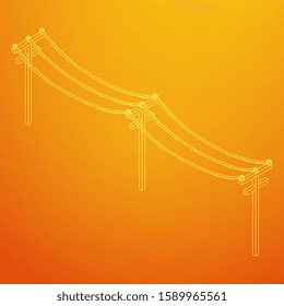 Power transmission high voltage pylon. Wireframe low poly mesh vector illustration