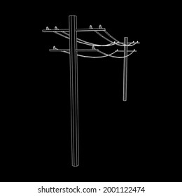 Hochspannungspalon für die Stromübertragung. Wireframe Low-Poly-Mesh, Vektorgrafik.