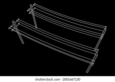 Power transmission high voltage pylon. Wireframe low poly mesh vector illustration.