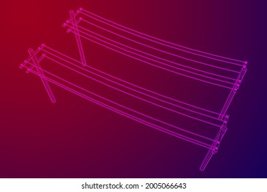 Hochspannungspalon für die Stromübertragung. Wireframe Low-Poly-Mesh, Vektorgrafik.