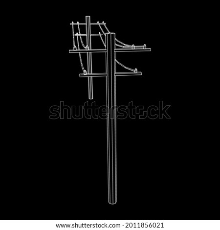 Power transmission high voltage pylon. Wireframe low poly mesh vector illustration.