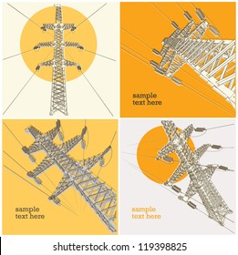 Power Transmission Line, vector illustration, set