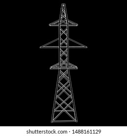 Power transmission tower high voltage pylon. Wireframe low poly mesh vector illustration