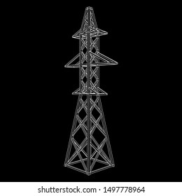 Power transmission tower high voltage pylon. Wireframe low poly mesh vector illustration