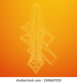 Power transmission tower high voltage pylon. Wireframe low poly mesh vector illustration