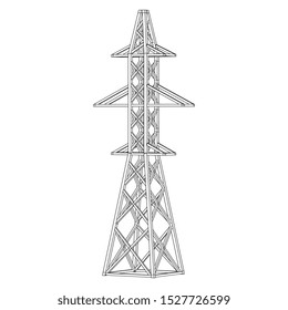 Power transmission tower high voltage pylon. Wireframe low poly mesh vector illustration