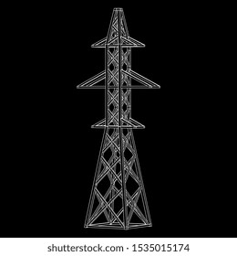 Power transmission tower high voltage pylon. Wireframe low poly mesh vector illustration