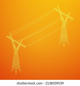 Power transmission tower high voltage pylon. Wireframe low poly mesh vector illustration