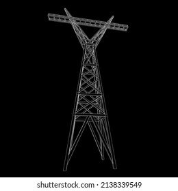 Power transmission tower high voltage pylon. Wireframe low poly mesh vector illustration