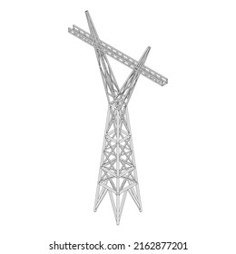 Power transmission tower high voltage pylon. Wireframe low poly mesh vector illustration