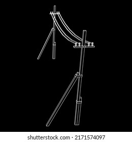 Power transmission tower high voltage pylon. Wireframe low poly mesh vector illustration