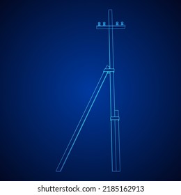 Power transmission tower high voltage pylon. Wireframe low poly mesh vector illustration