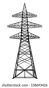 Power transmission tower. Isolated on white. Vector EPS10.