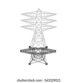 Power transmission tower. Isolated on white background. 3d Vector illustration.Top view.