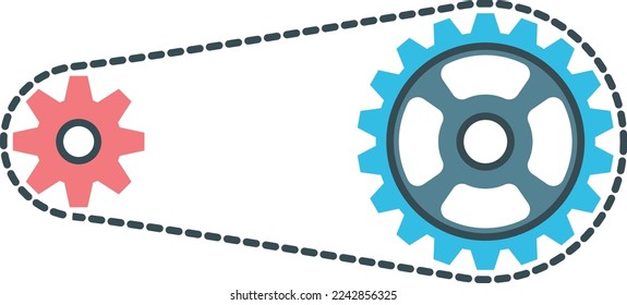 Power transmit belt icon. Machine color element