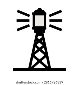 Power transmitter antenna tower icon radio signal broadcast mast vector electric energy station telecom grid line Enagry and Power icon