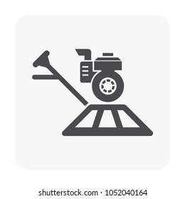 Power trowel or power float icon. Flooring construction machine equipment for contractors, worker use to epoxy coating, making smooth to finishing surface of concrete slab by screed, polish, grinding.