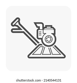 Power trowel or power float icon. Flooring construction machine equipment for contractors, worker use to epoxy coating, making smooth to finishing surface of concrete slab by screed, polish, grinding.