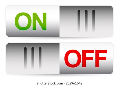 Power, turn on, turn off buttons, switches or toggles vector template.