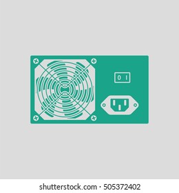 Power unit icon. Gray background with green. Vector illustration.