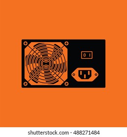 Power unit icon. Orange background with black. Vector illustration.