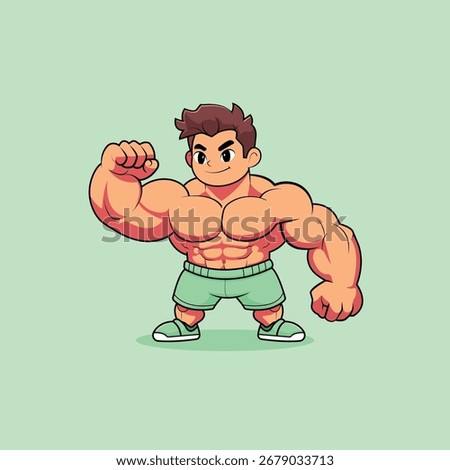 Power Unleashed Gym Muscle Boy Illustration