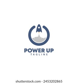 Power Up, Rocket with upward direction Logo Symbol Design Template Flat Style Vector