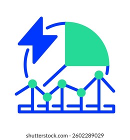 Power Usage Graph Line Icon, Outline Symbol for Energy Consumption Analysis, Electricity Trends, Smart Grid Monitoring, and Utility Reports. Vector Sign Icon.
