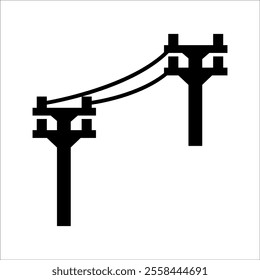  power or utility pole with overhead electric wires.