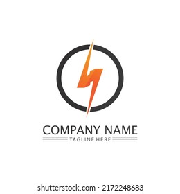 the power vector, flash logo and thunderbolt and icon electricity illustration template design 