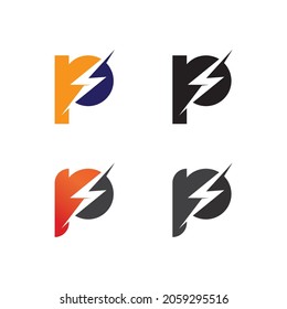 the power vector, flash ogo and thunderbolt and icon electricity illustration template design 