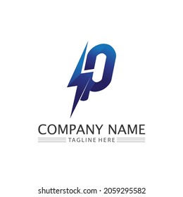 the power vector, flash ogo and thunderbolt and icon electricity illustration template design 