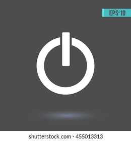 Power vector icon. Graphic symbol for web design, logo. White glyph on a gray background. Isolated sign..