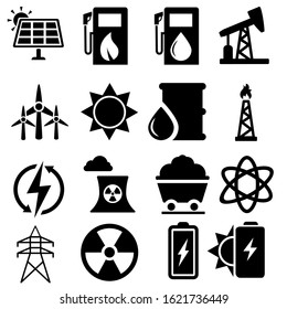 Power vector icon set. Energy illustration sign collection.